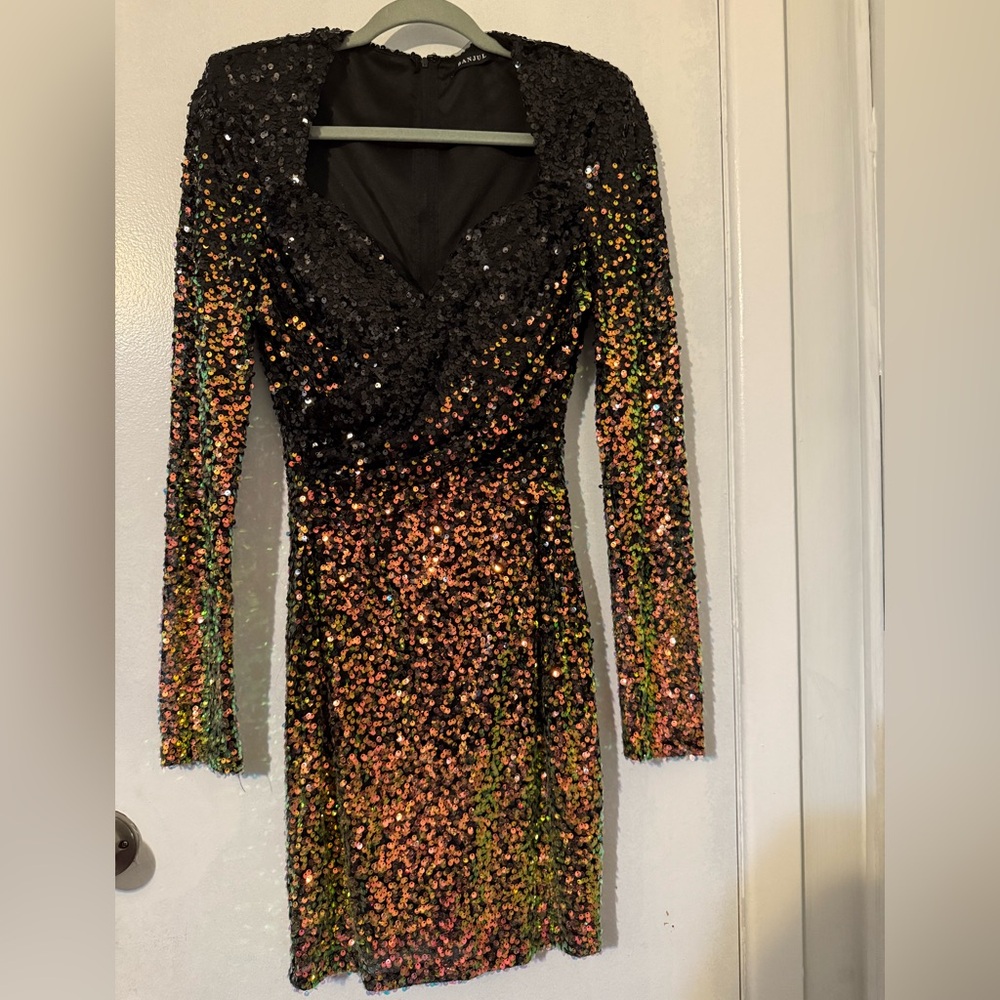 Sequin Black and Gold Dress